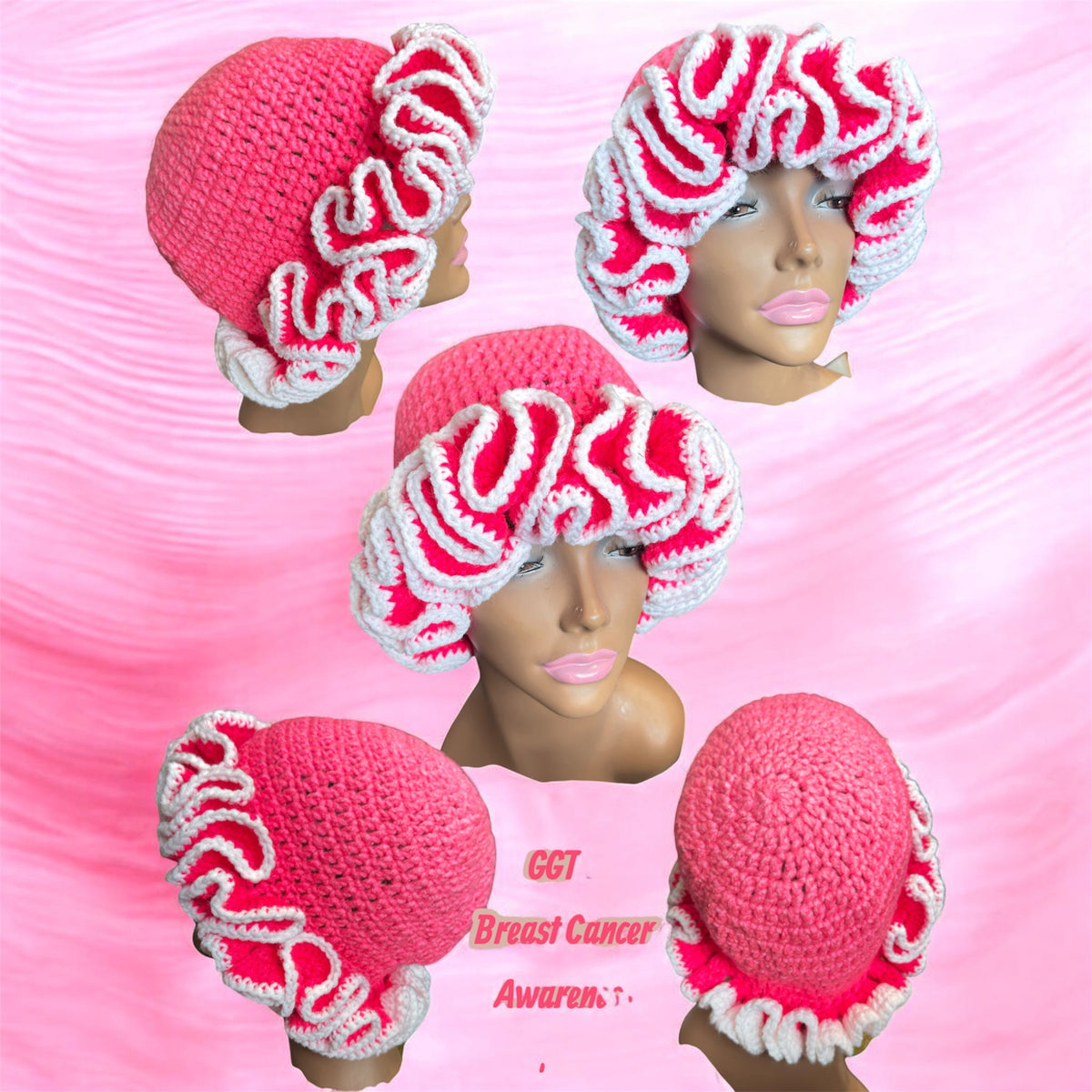 GGTU “Ruffled Pink” Breast Cancer Awareness Crochet Hat
Wear the pink. Rock the ruffles. Make a statement for the cause. 💕🎀