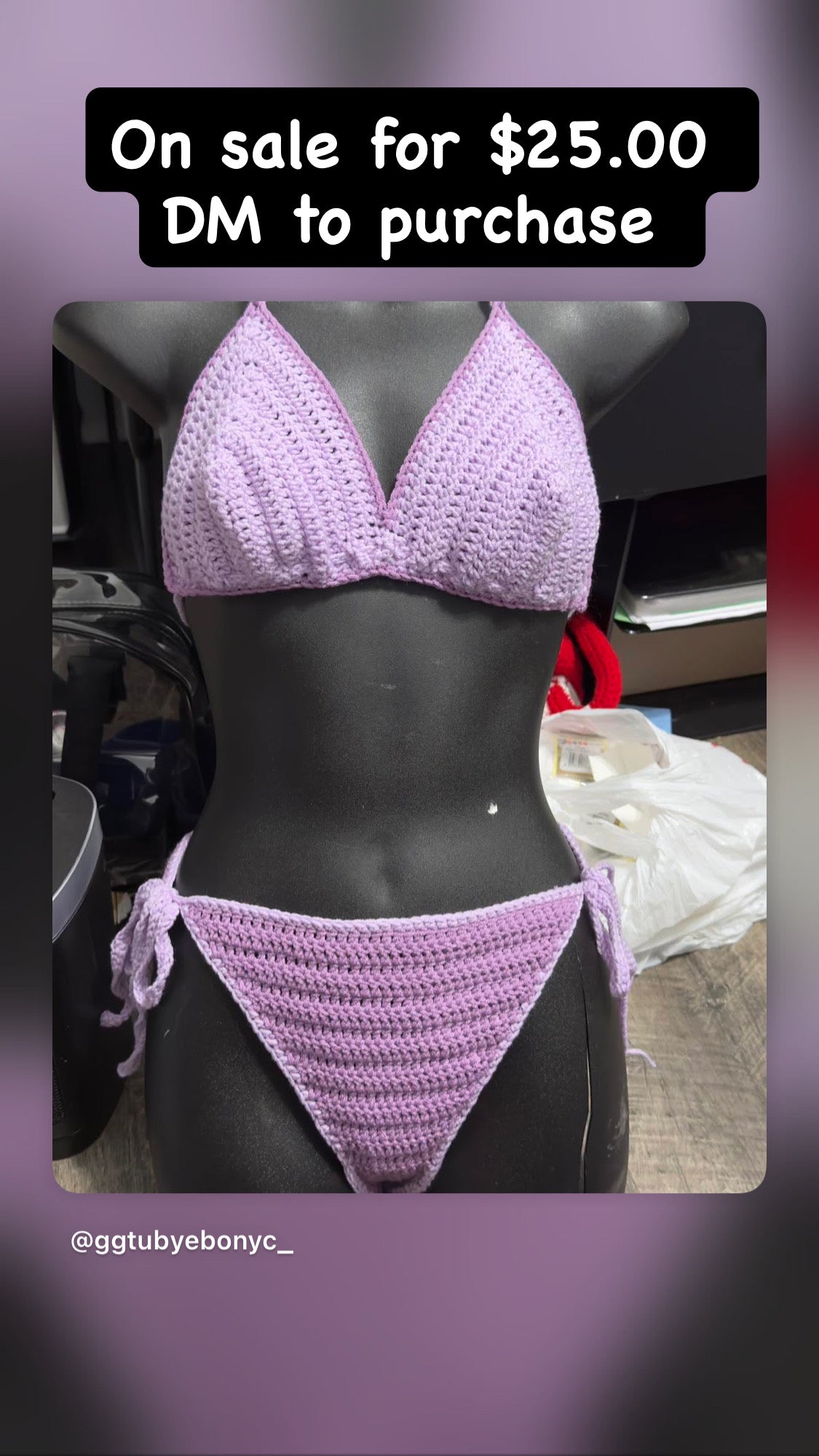 2pc Shades of Purple Crochet Bikini Set
