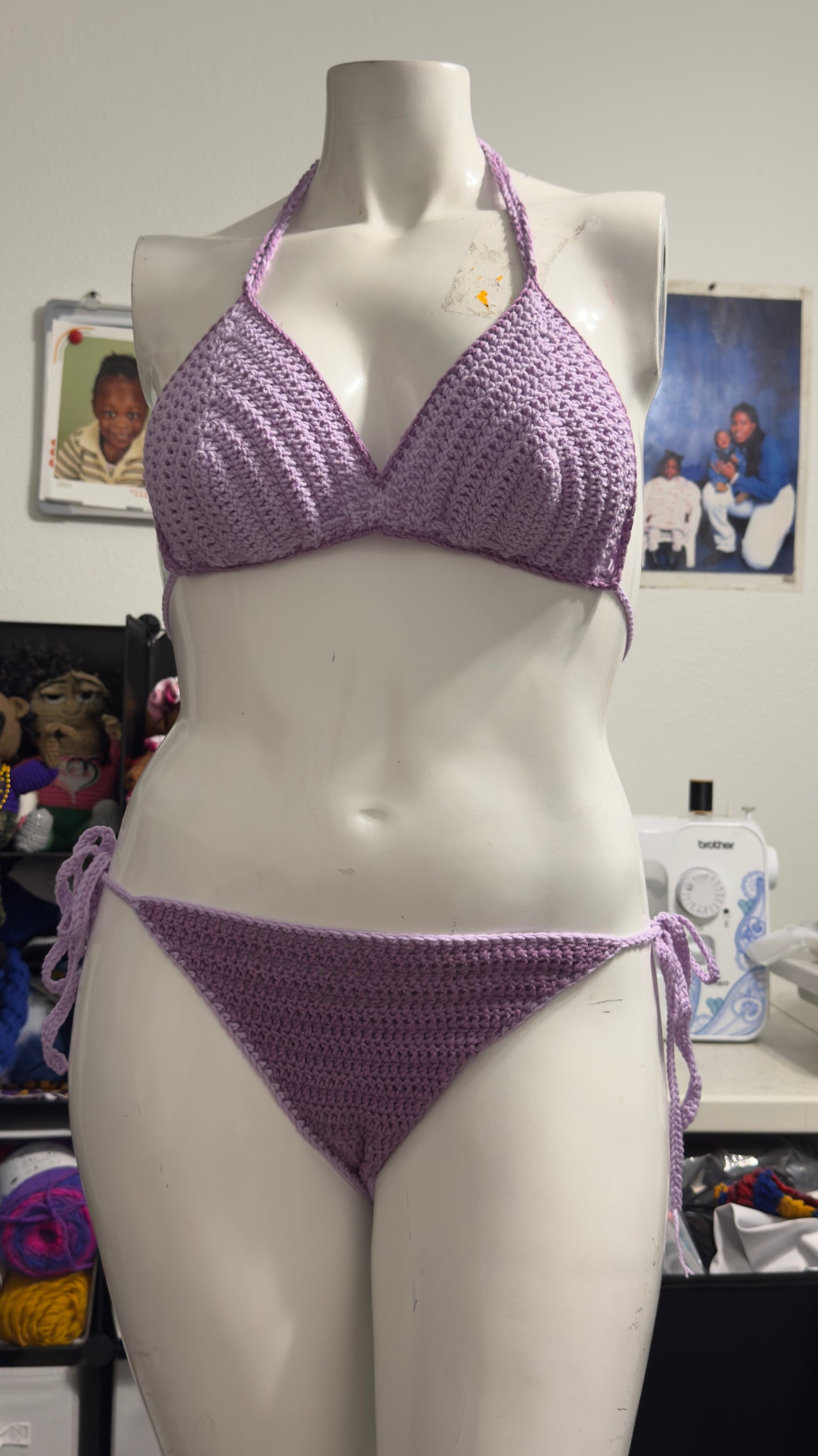 2pc Shades of Purple Crochet Bikini Set